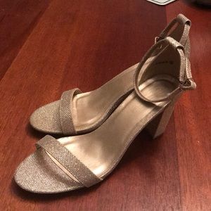 Dream Pairs Gold Sparkly 9 Low Chunky Heel